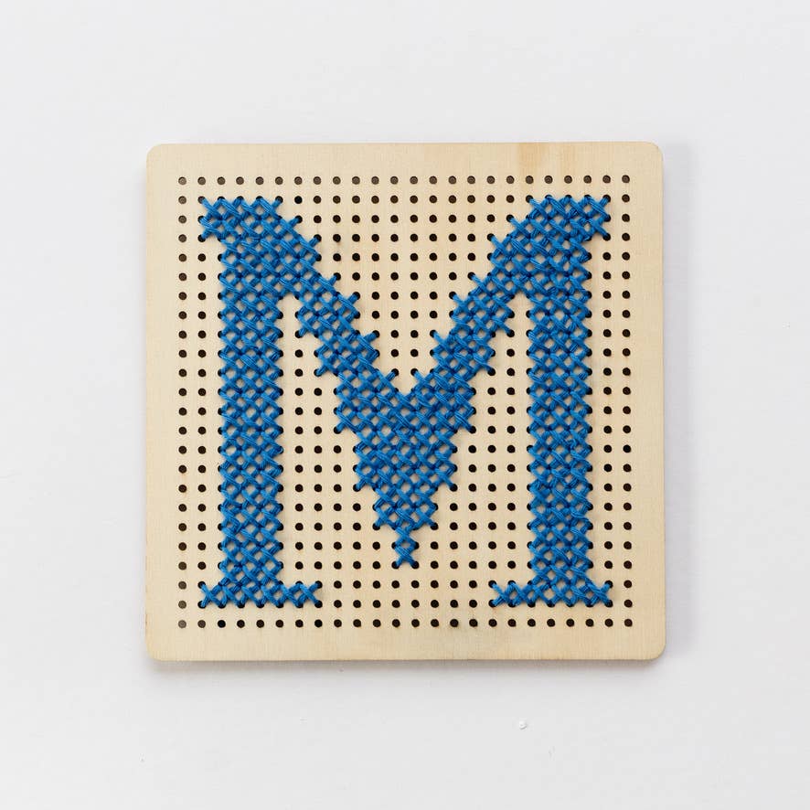 Pegboard Cross Stitch Letter Kit. Blue