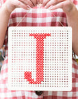 Pegboard Cross Stitch Letter Kit. Red
