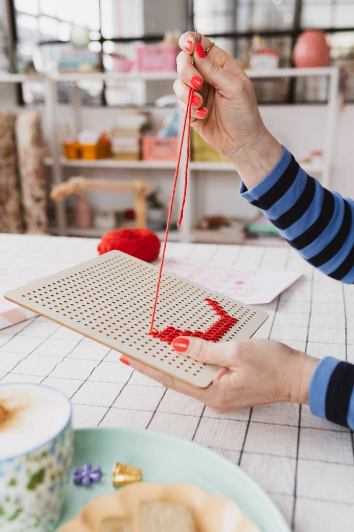 Pegboard Cross Stitch Letter Kit. Green
