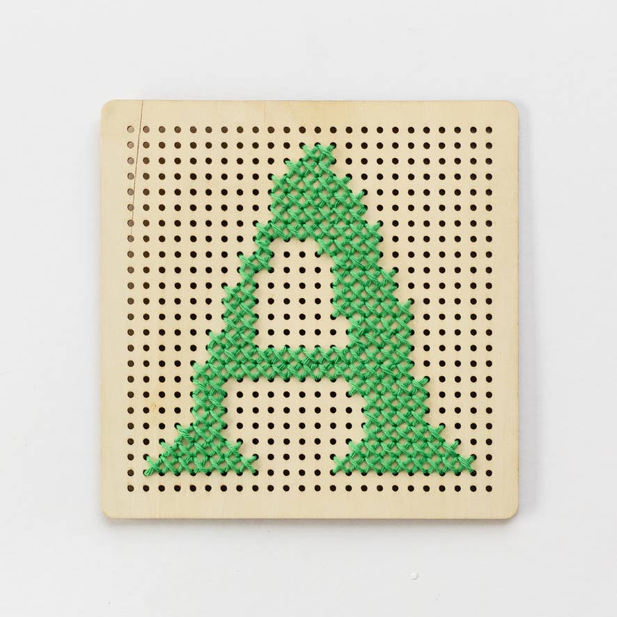 Pegboard Cross Stitch Letter Kit. Green