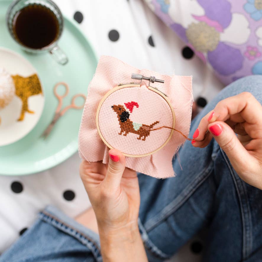 Christmas Dachshund Cross Stitch Kit