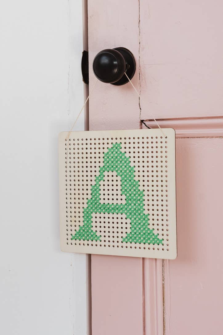 Pegboard Cross Stitch Letter Kit. Green