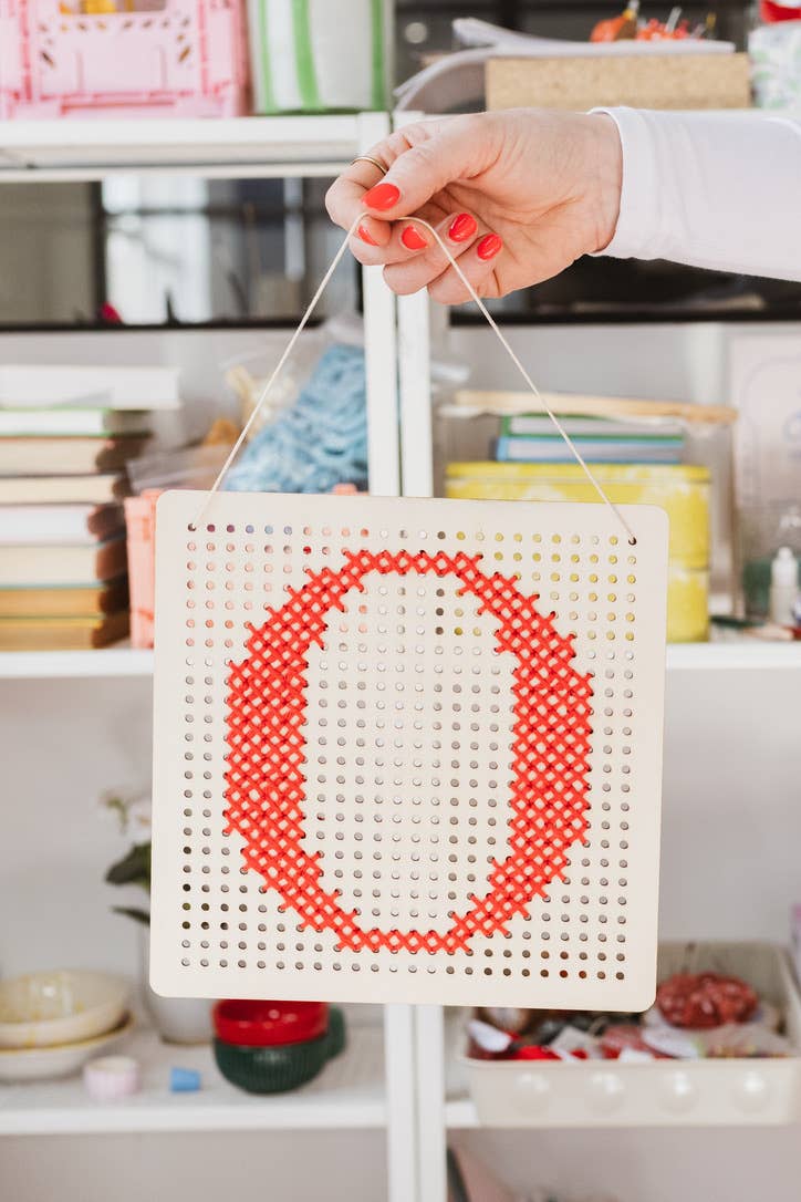 Pegboard Cross Stitch Letter Kit. Red