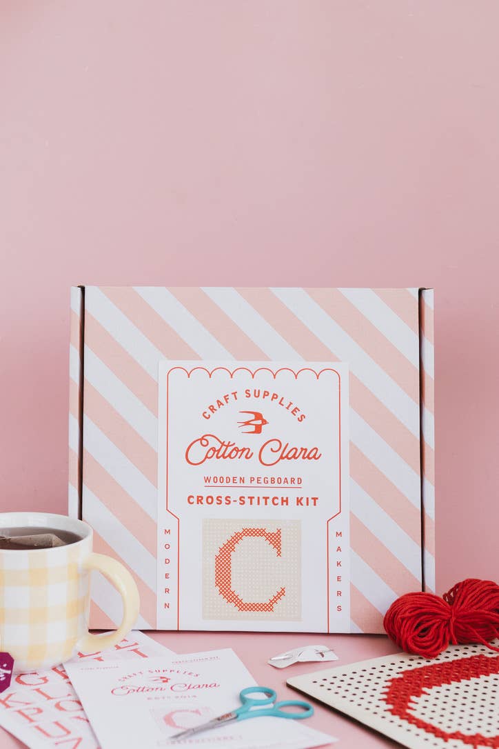 Pegboard Cross Stitch Letter Kit. Blue