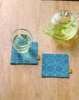 Sashiko Cotton Coaster Kit, Blue Grey