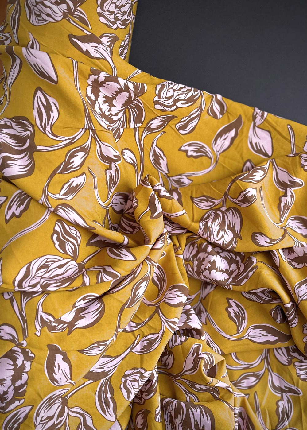 Viscose Lawn. Carnival Flower, Dijon
