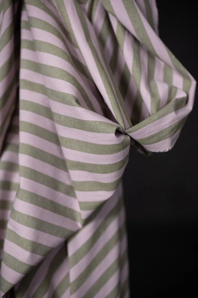 Cecily Organic Cotton Linen Stripe Fabric