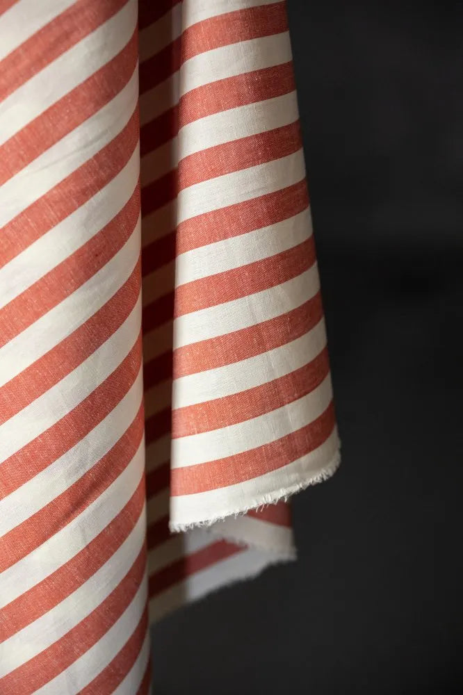 Gala Organic Cotton Linen Stripe Fabric