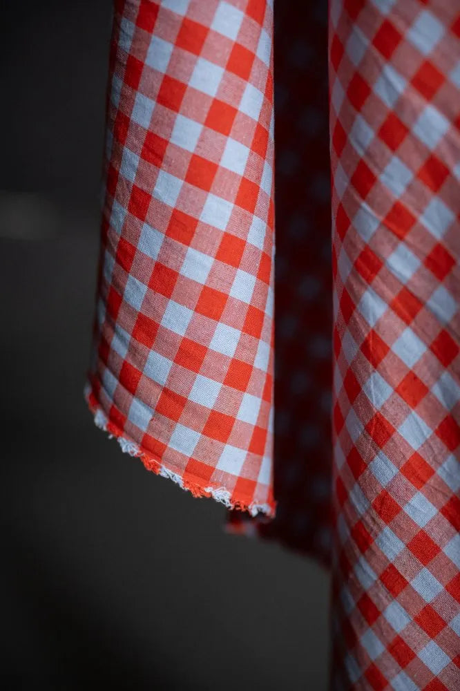 Hot Candy Organic Cotton Linen Gingham Fabric