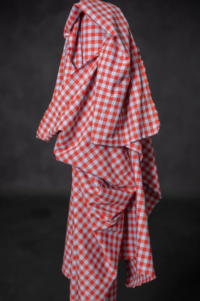 Hot Candy Organic Cotton Linen Gingham Fabric