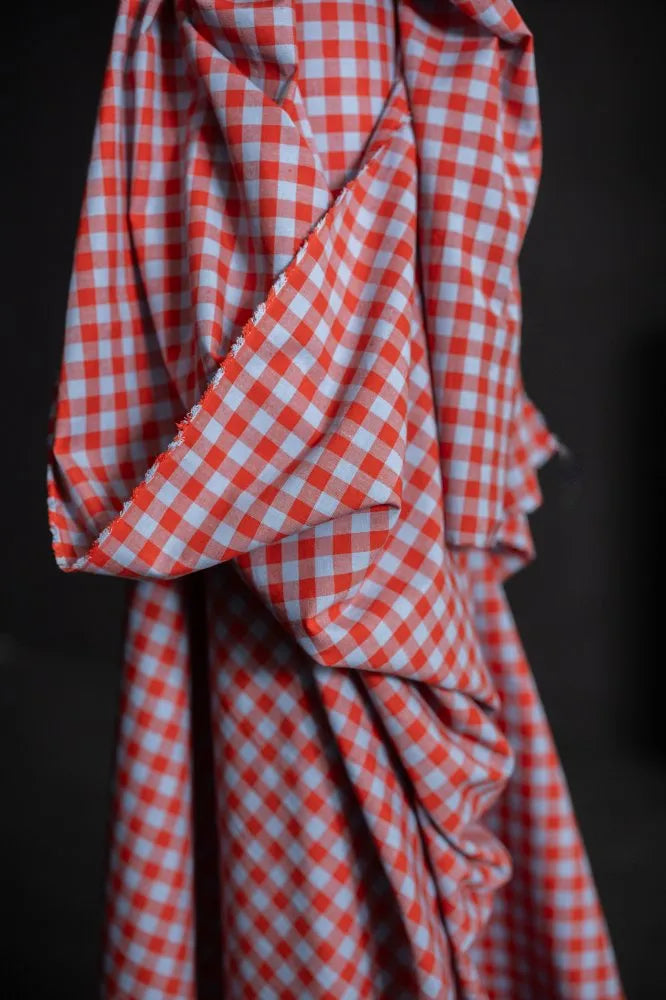 Hot Candy Organic Cotton Linen Gingham Fabric