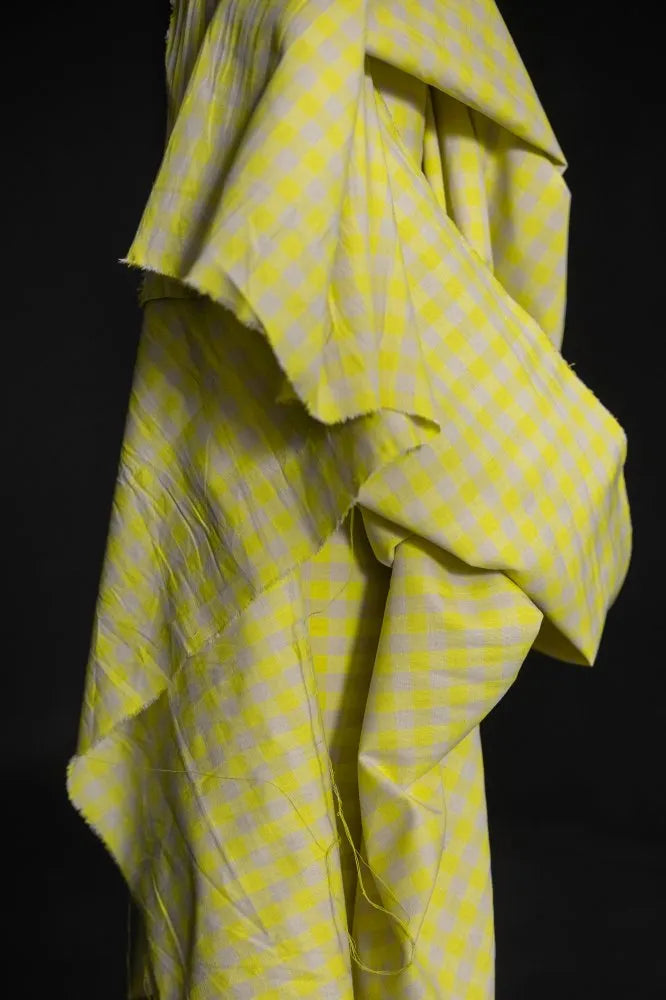 Neon Fizz Organic Cotton Linen Gingham Fabric