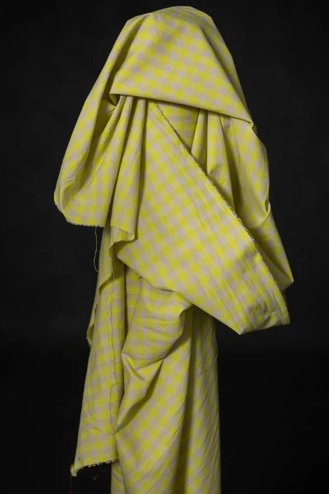 Neon Fizz Organic Cotton Linen Gingham Fabric
