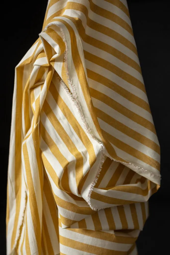Sunshine Valley Organic Cotton Linen Stripe Fabric