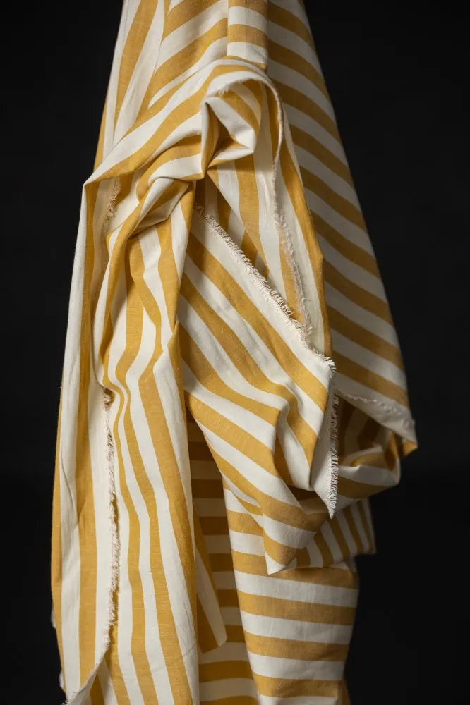 Sunshine Valley Organic Cotton Linen Stripe Fabric