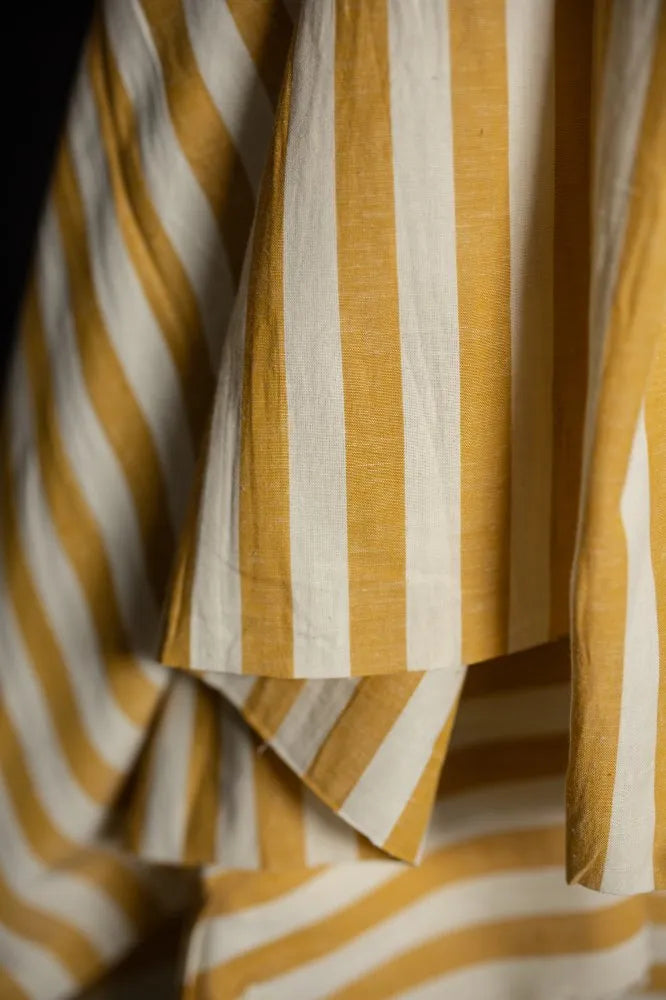 Sunshine Valley Organic Cotton Linen Stripe Fabric