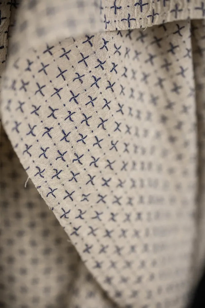 Hope Blues Cross Stitch Indian Cotton Fabric