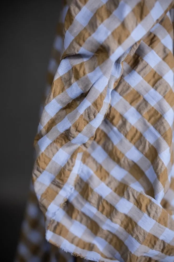Organic Cotton Gingham Seersucker - Millet