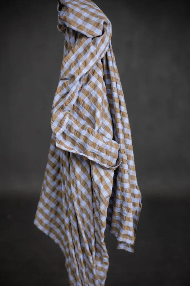 Organic Cotton Gingham Seersucker - Millet