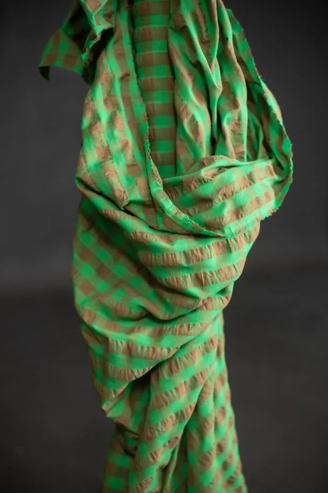 Organic Cotton Gingham Seersucker - Mojito