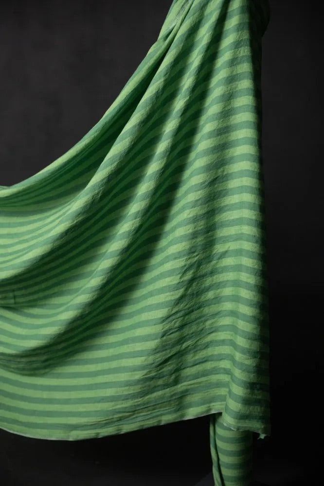 Aloe Stripe Laundered Linen Fabric