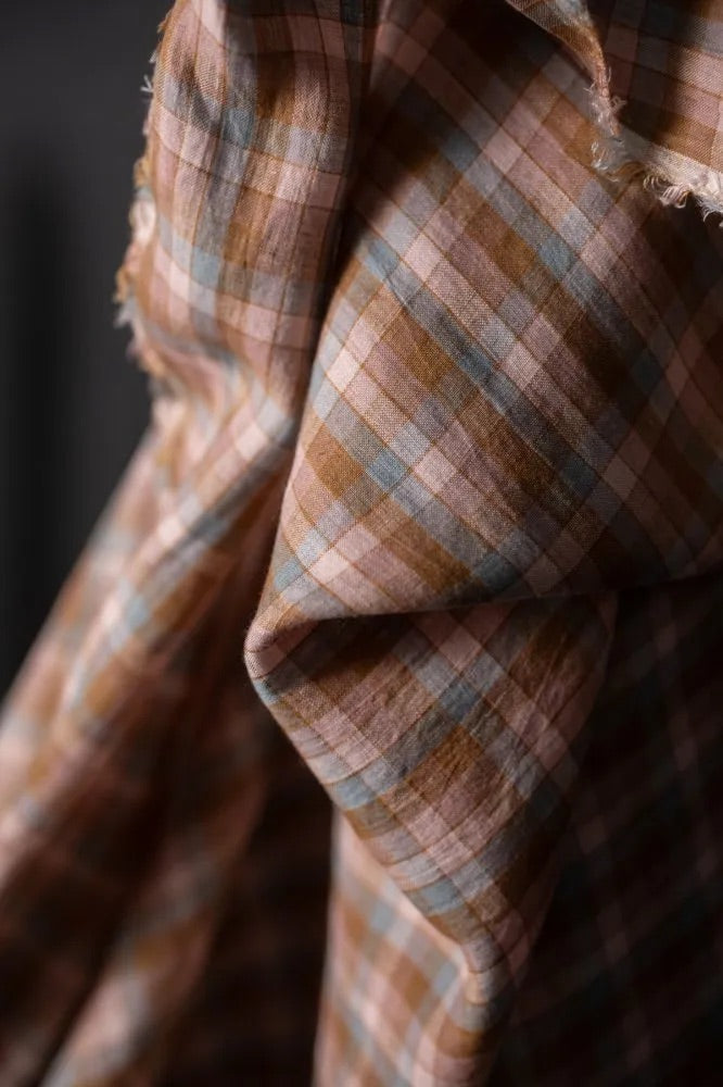 Sweet Tooth Check Laundered Linen Fabric