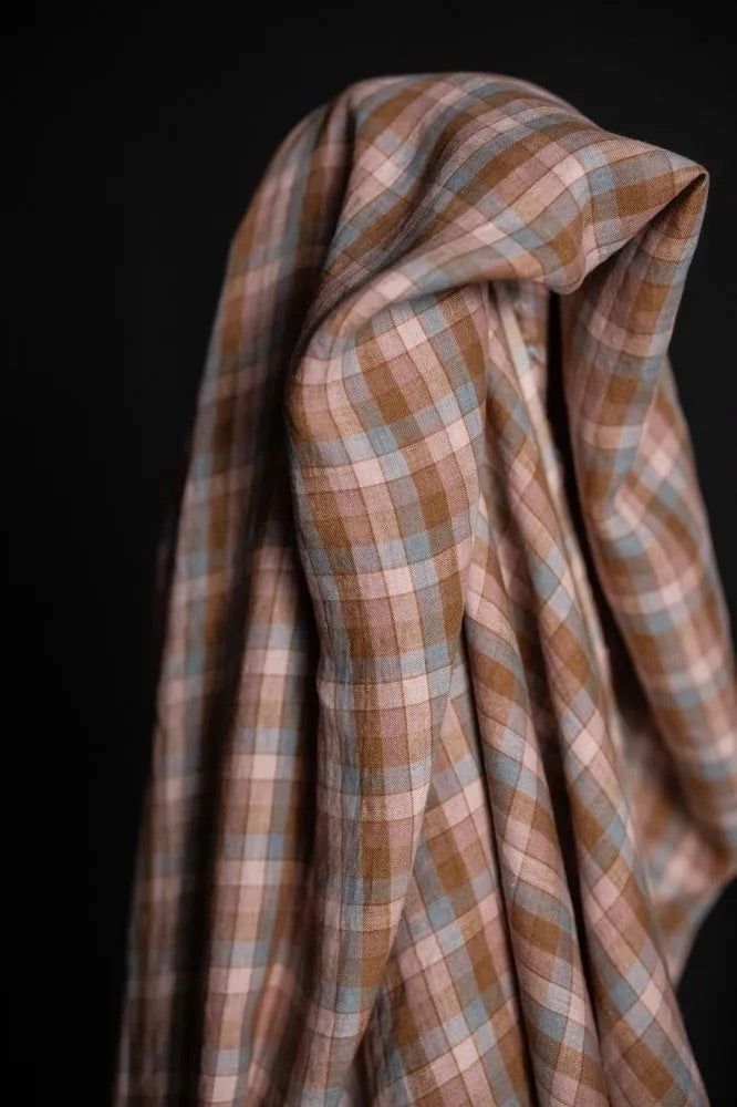 Sweet Tooth Check Laundered Linen Fabric