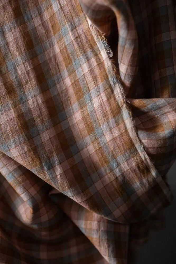 Sweet Tooth Check Laundered Linen Fabric