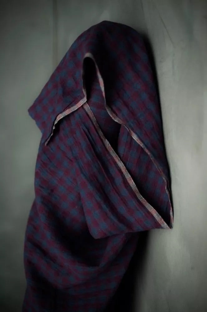 Winter Hymm Check Laundered Linen Fabric