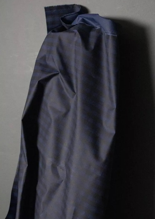 Gingham Organic Cotton Oilskin, Deep Ocean