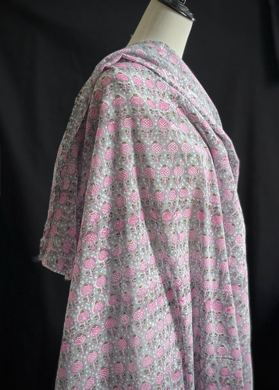 Hand Printed Cotton - Pink Pod