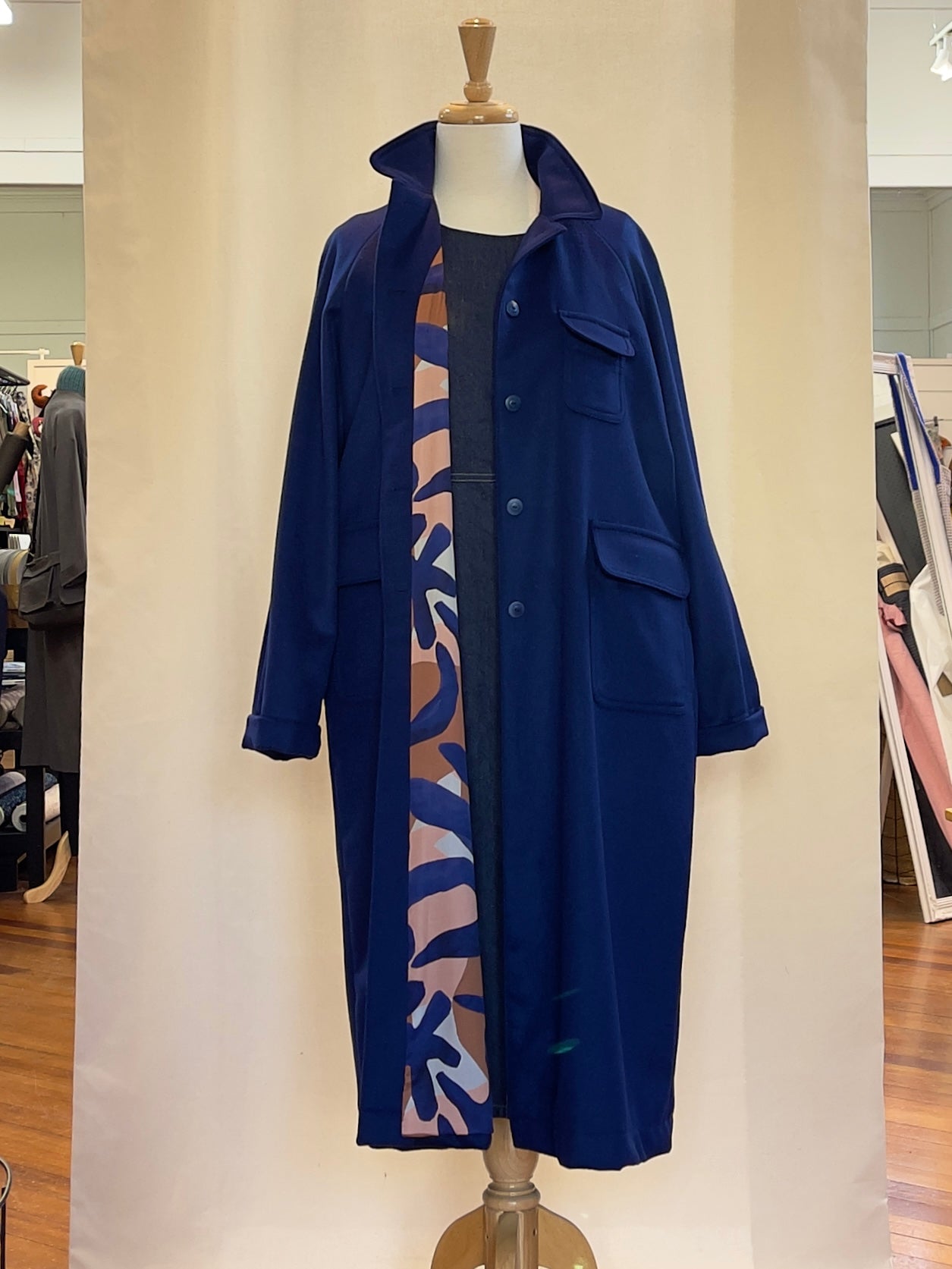 Plush Pure Wool Coating, Dark Cobalt Blue