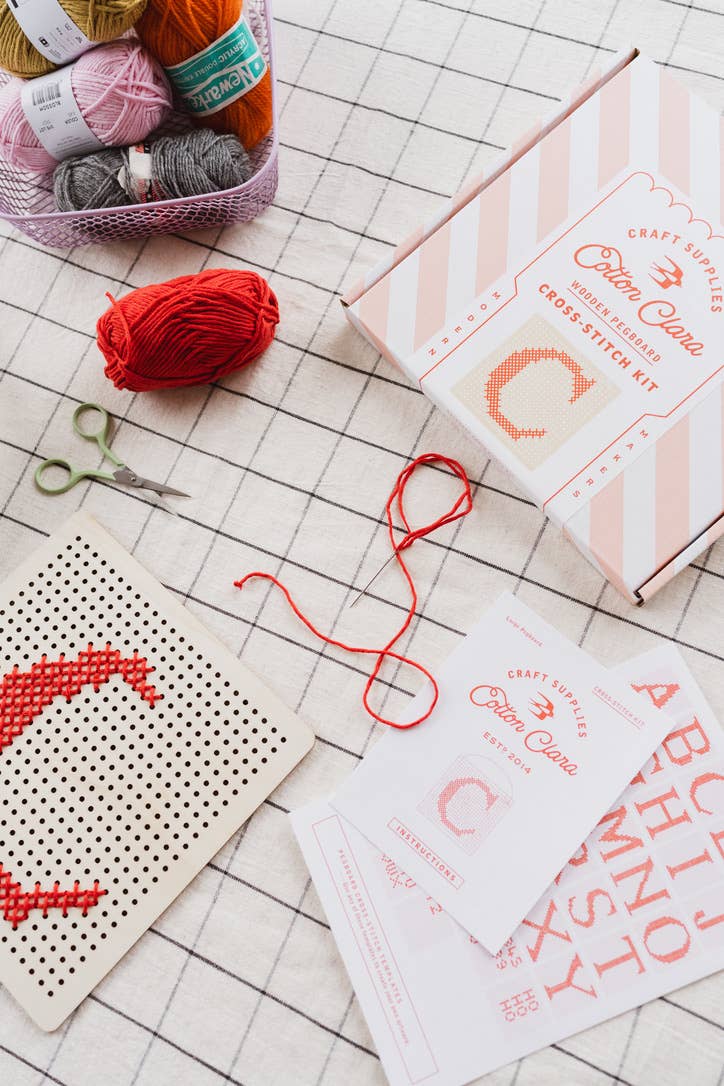 Pegboard Cross Stitch Letter Kit. Pink