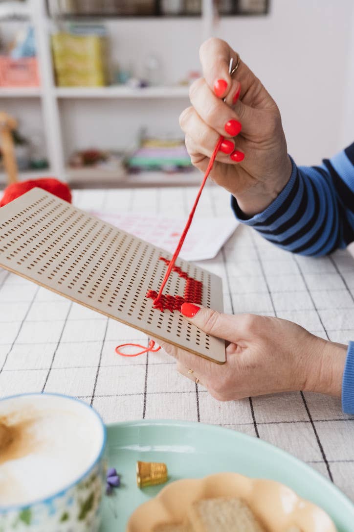 Pegboard Cross Stitch Letter Kit. Red