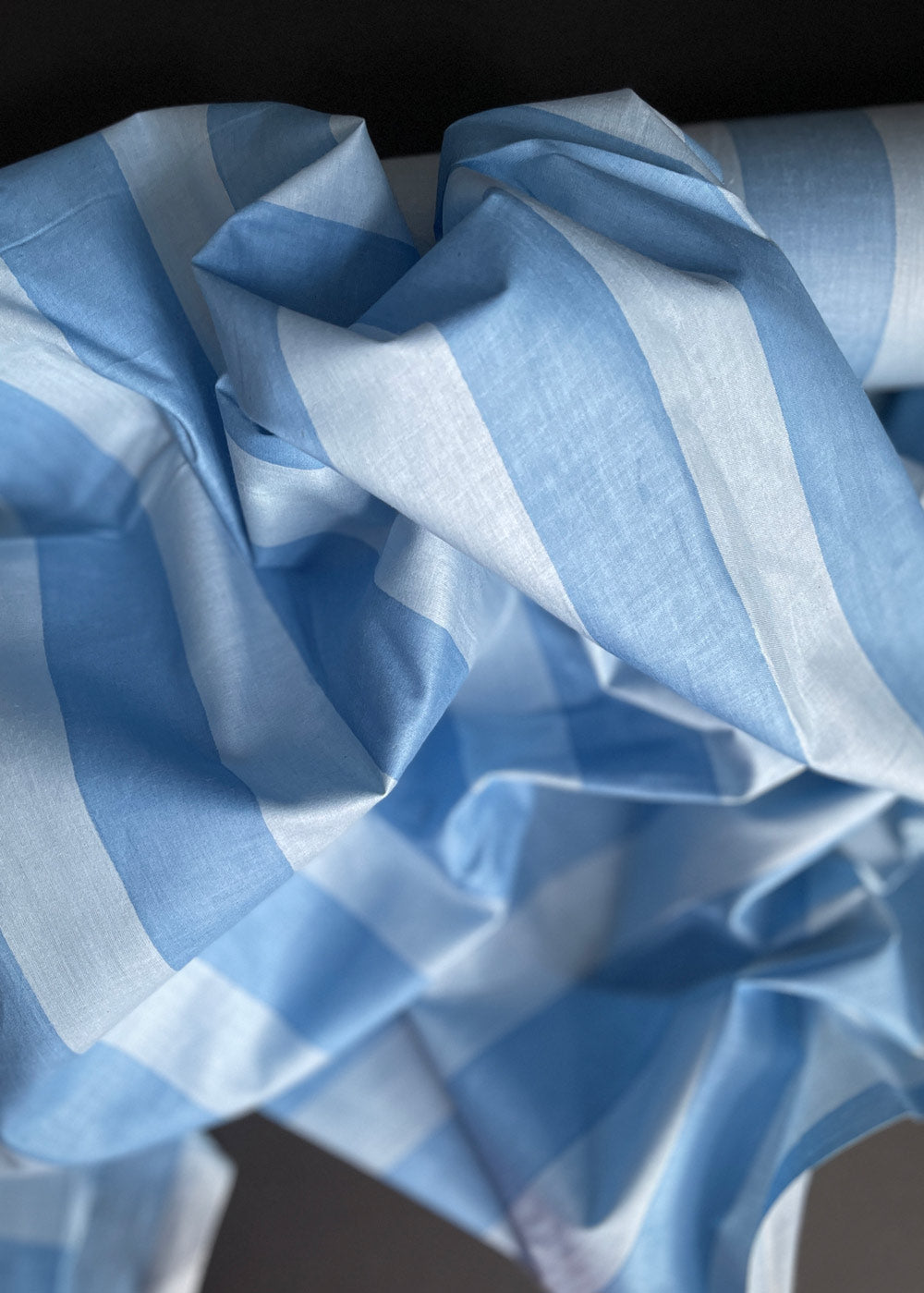 Hand Printed Cotton - Barbapapa Stripe, Blue Pop