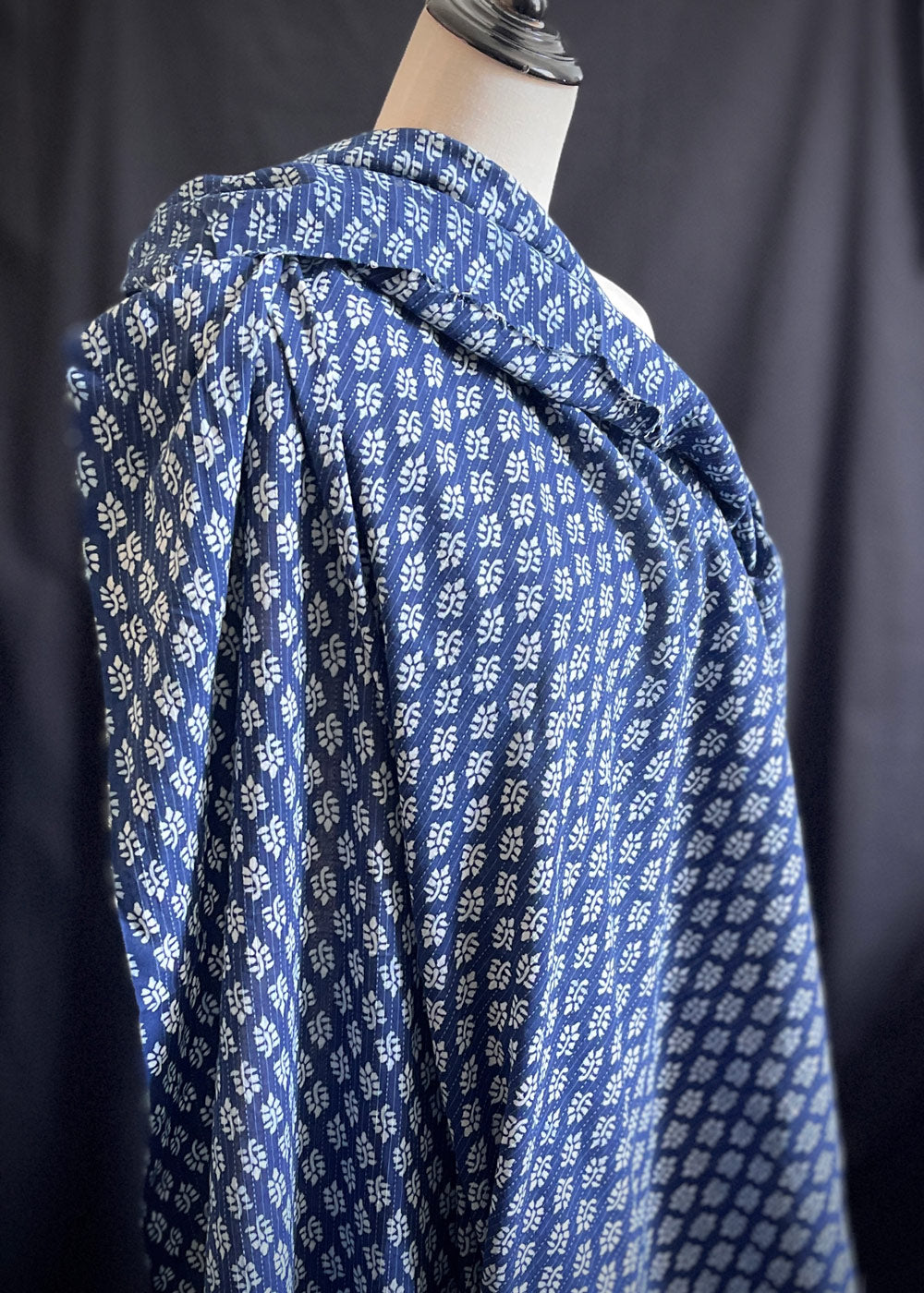 Kantha Stitch Hand Printed Cotton, Fern
