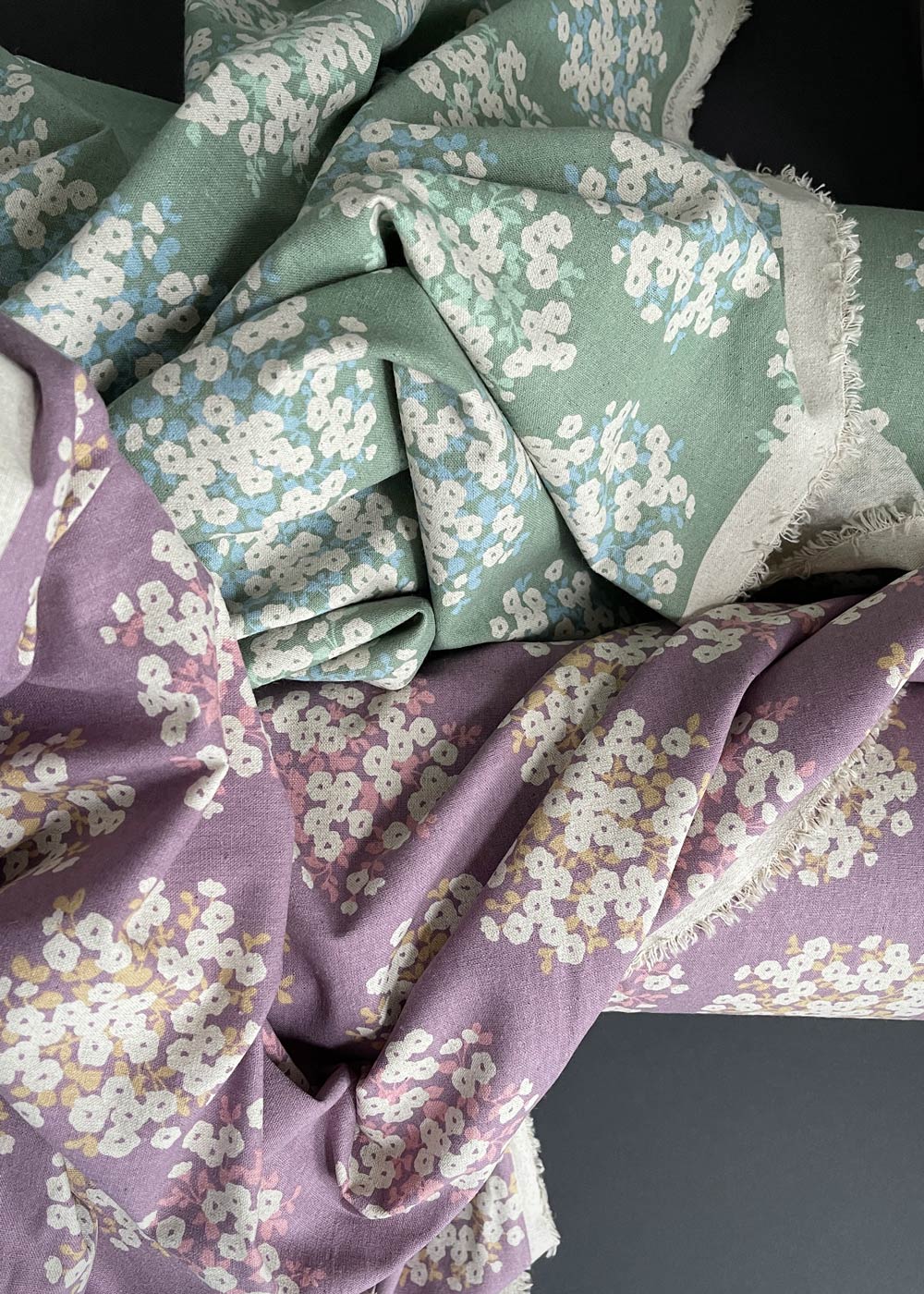 Floral Burst, Mauve. Linen Cotton Canvas