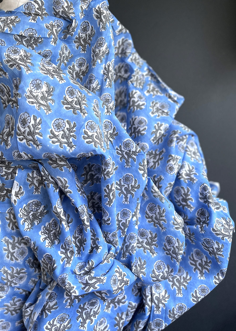Hand Printed Cotton - Forget Me Not