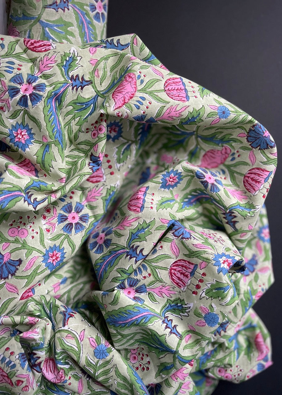 Hand Printed Cotton - Nigella