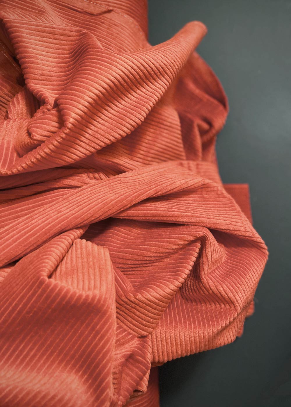 Soft 4.5 Wale Cotton Corduroy. Harvest Orange