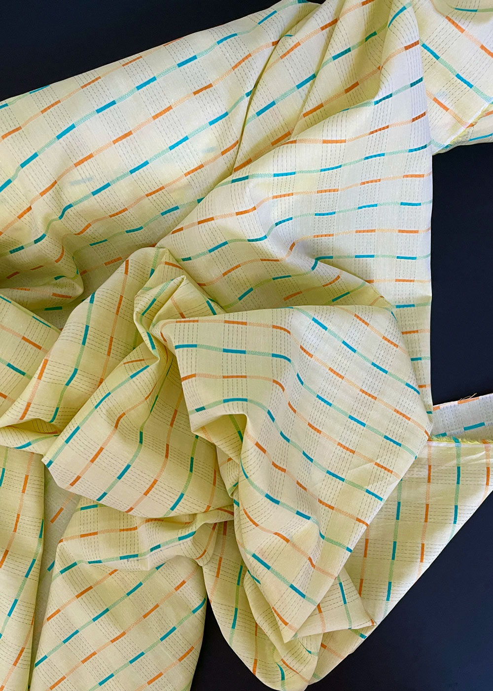 Janie Stripe, Fine Cotton Shirting. Lemon