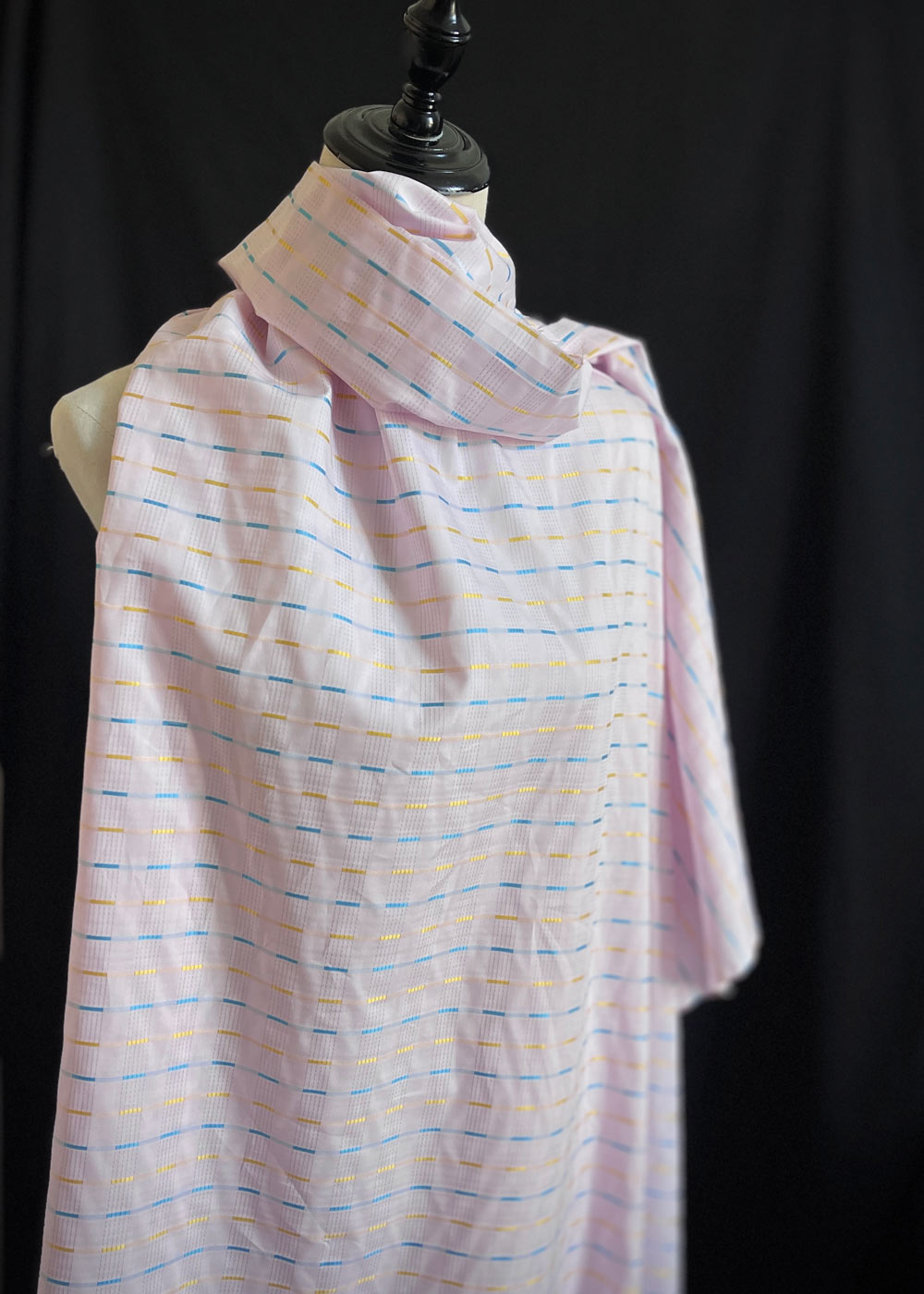 Janie Stripe, Fine Cotton Shirting. Lemon