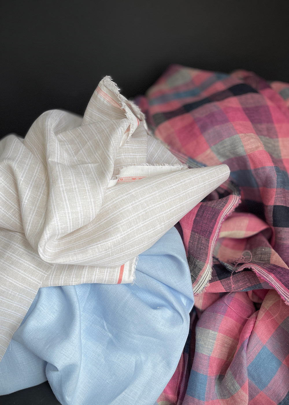 Light Weight Laundered Linen - Lazy Summer Check