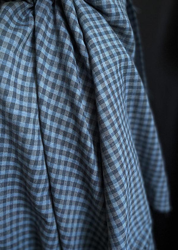 Jude Gingham Check, Night. Laundered Cotton Linen