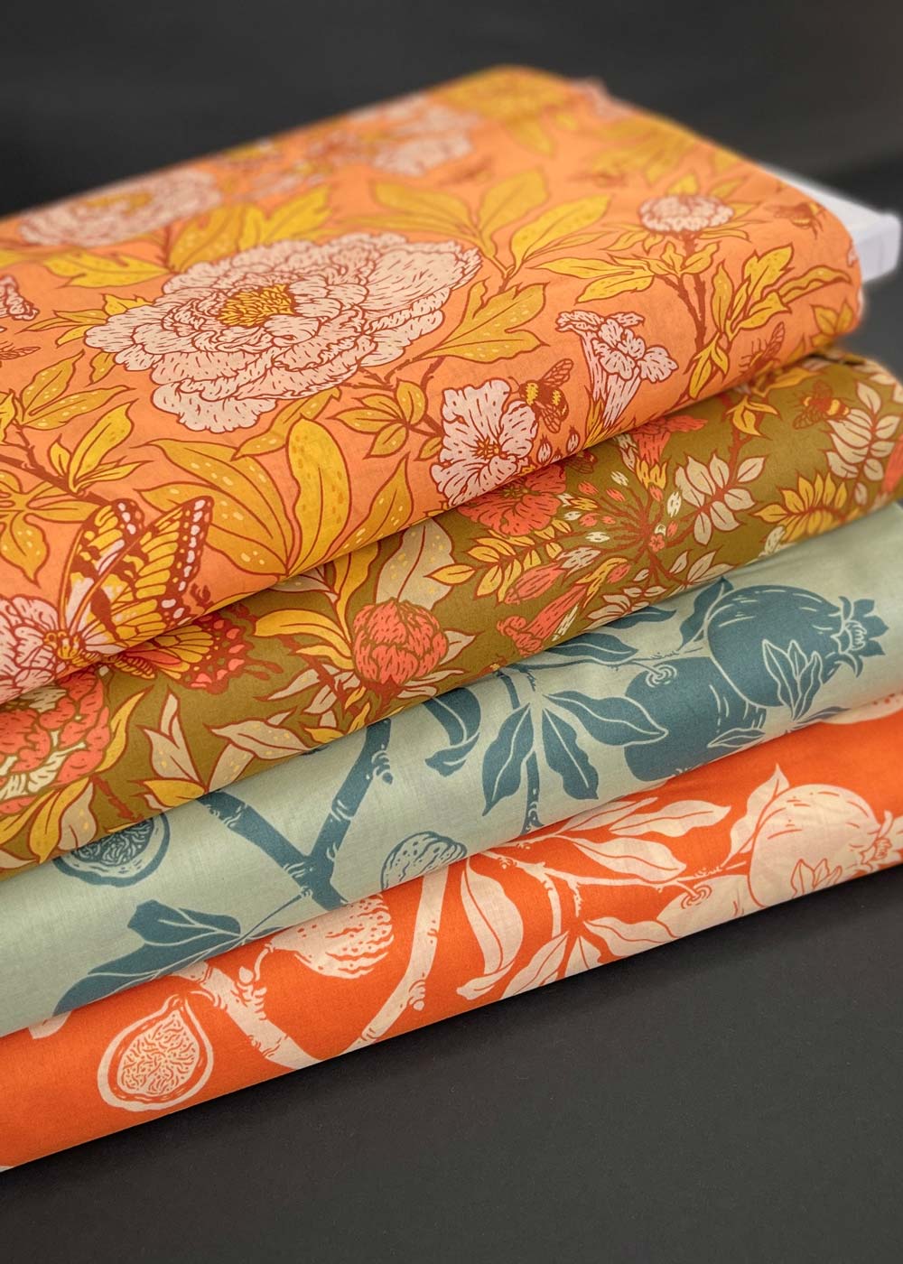 Cotton Lawn Peonies Peach + Gold Miss Maude