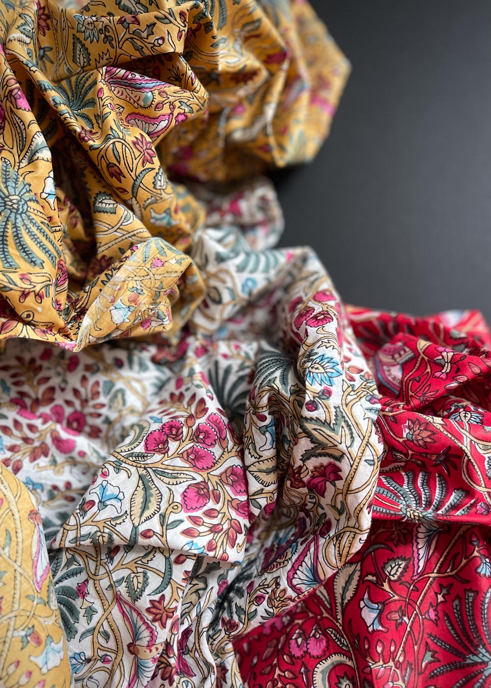 Hand Printed Cotton - Palmier White