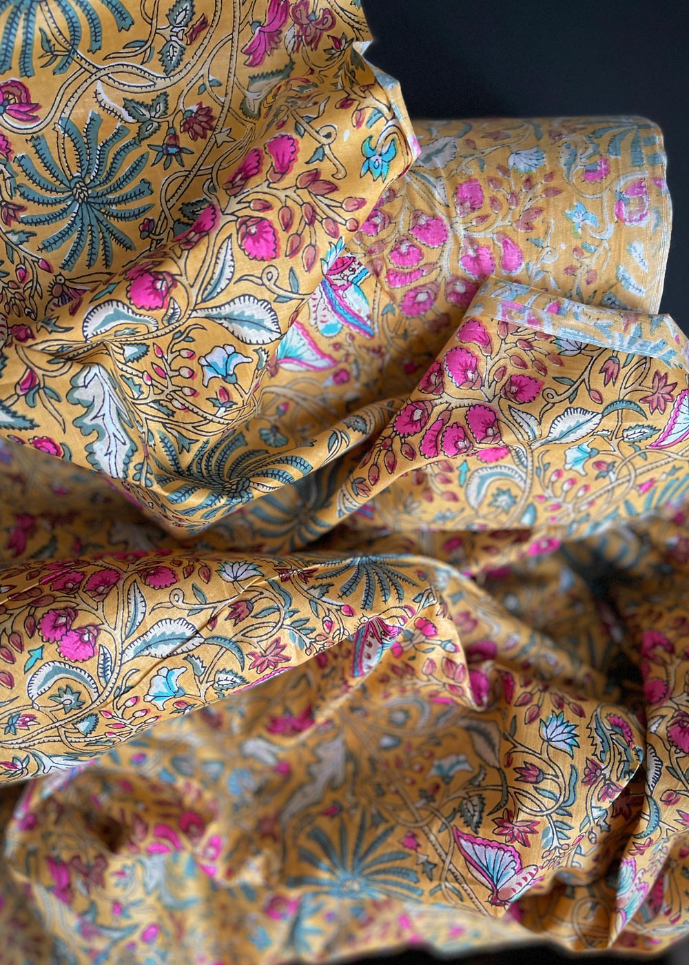 Hand Printed Cotton - Palmier Gold