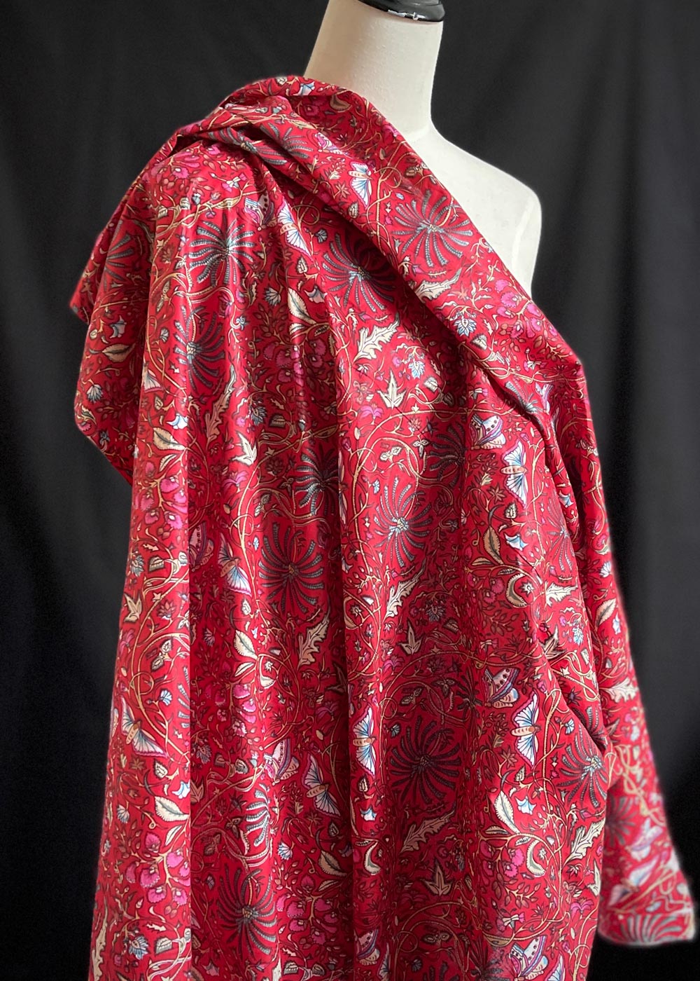 Hand Printed Cotton - Palmier Red