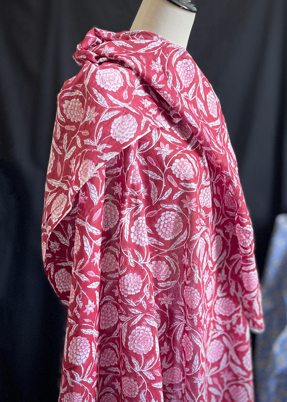 Hand Printed Cotton - Dahlia Red
