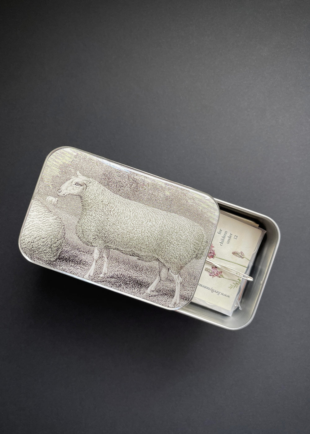 Sheep Notions Tin, Stitch Marker and Yarn Needle
